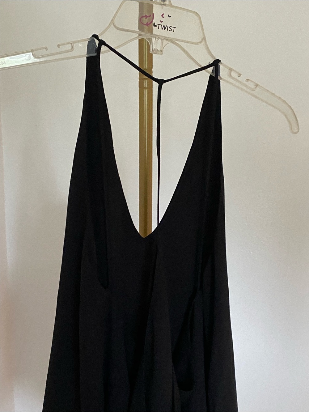 Twist Black Draped Open-Side Racerback Tank Top - Picture 4 of 12